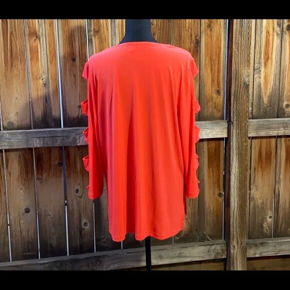 Peck & Peck top career slinky cold shoulder orange salmon Sz Xl FIRM on PRICE - Picture 4 of 4